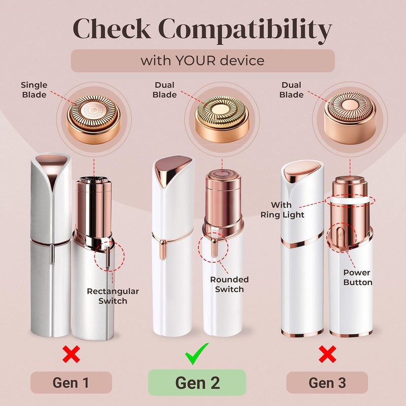 VISOFO Gen 2 Replacement Heads for Finishing Touch Flawless Facial Hair Removal for Women, Also fits Profeir innobeaut gurelax EVIEY KRADAA bikurpia Hair Remover Razor Generation 2 (Set of 4) - Image 2